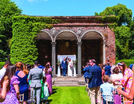 Outdoor wedding at Broome Hall Hotel, in Italian Gardens