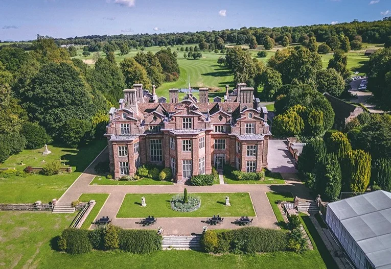 Back exterior of Broome Park Hotel and grounds from above